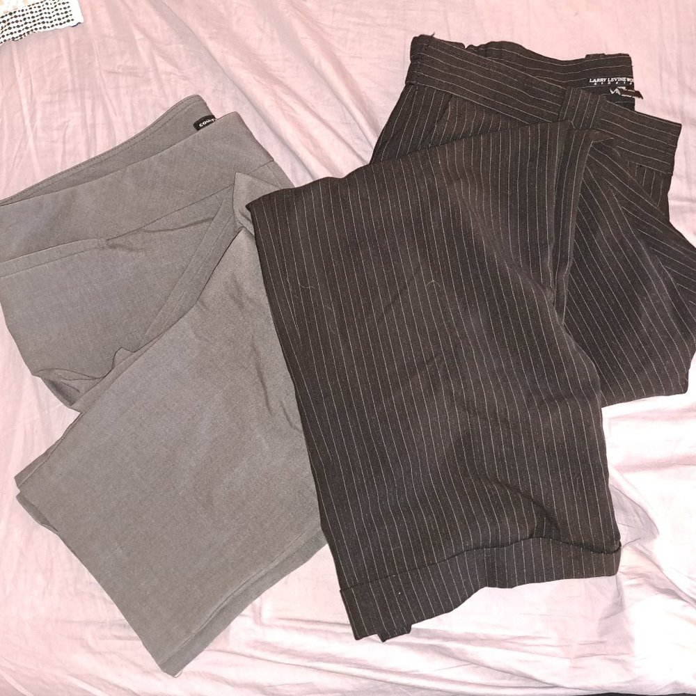 2 - Pairs Women's Size 20W Dress Pants Grey Black Pinstripe Stretch GUC